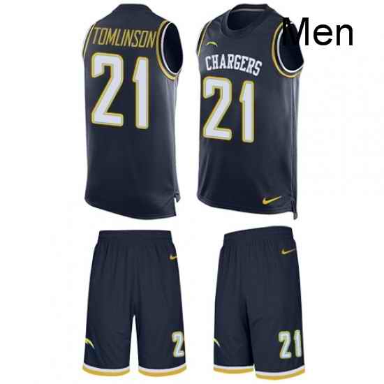 Men Nike Los Angeles Chargers 21 LaDainian Tomlinson Limited Navy Blue Tank Top Suit NFL Jersey
